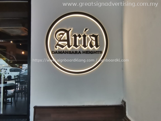 Aria 3D LED Backlit Lettering Logo Indoor Signage Signboard At Damansara Heights