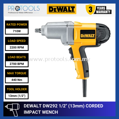 DEWALT DW292 1/2" (13mm) CORDED IMPACT WRENCH-DETECT PIN