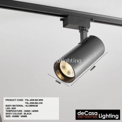 LED TRACK SPOTLIGHT (TSL-20W-BK-WW / TSL-20W-BK-CW)