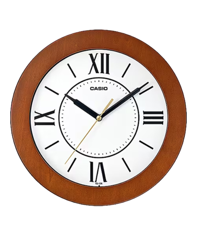 CASIO-IQ126-5B Wall Clock Wood Case Silent Second Hand