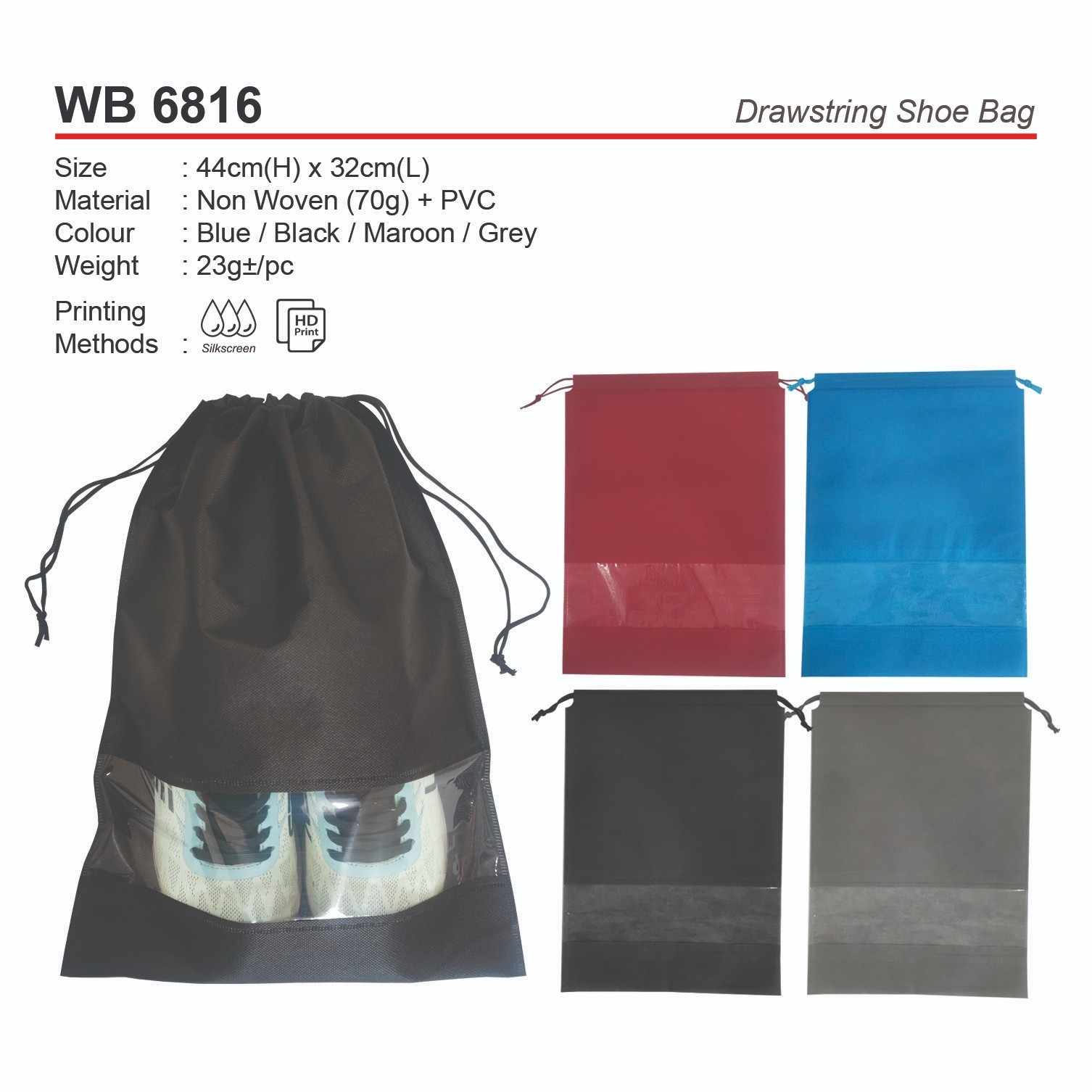 WB 6816 DRAWSTRING SHOE BAG