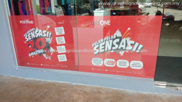 red one Network One way vision glass sticker at giant nilai seremban