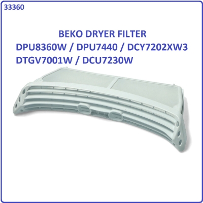 Code: 33360 Beko DCU7230W / DPU8360W / DPU7440 / DCY7202XW3 / DTGV7001W / DCJ83133W Original Dryer F