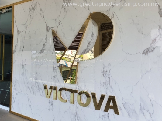 victova stainless steel gold mirror 3d box up lettering and logo signage signboard at puchong kuala lumpur