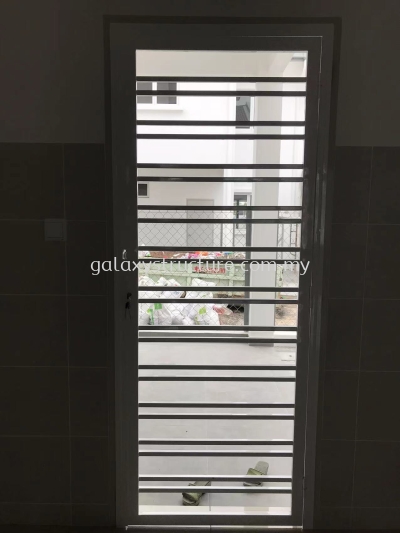 To Supply and Fabrication Powder Coated Window Grille & Door Grille with Handle Key Lock / Galvanized Powder Coated Folding Gate with Aluminium Plate and Small Door / Install Autogate Motor System & New Gate Stainless Steel Track Way - Telok Panglima Garang