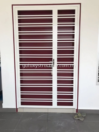 To Supply and Fabrication Powder Coated Window Grille & Door Grille with Handle Key Lock / Galvanized Powder Coated Folding Gate with Aluminium Plate and Small Door / Install Autogate Motor System & New Gate Stainless Steel Track Way - Telok Panglima Garang