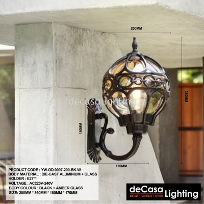 OUTDOOR WALL LIGHT (YW-OD 0097-200-BK-W)