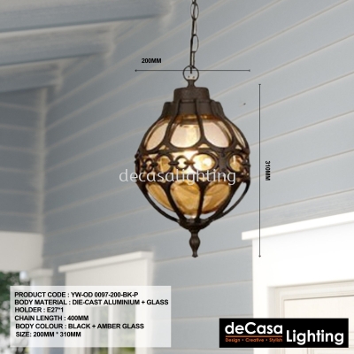 OUTDOOR PENDANT LIGHT (YW-OD 0097-200-BK-P)