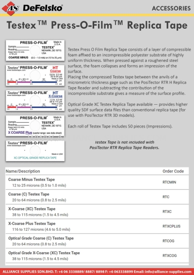 DEFELSKO Testex™ Press-O-Film™ Replica Tape