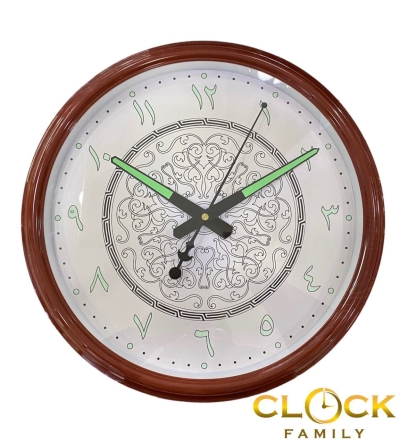 Tulisan Jawi Luminous Glow In The Dark Brown Plastic Case Wall Clock