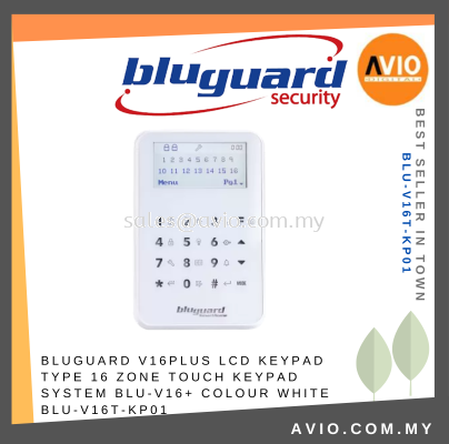 Bluguard Alarm V16PLUS V16+ V16 16 Zone LCD Touch Keypad for V16 Alarm System use White with Light BLU-V16T-KP01