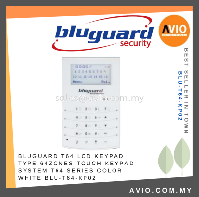 Bluguard Alarm 64 Zone LCD Touch Keypad for T64 Alarm System use White with Light BLU-T64-KP02