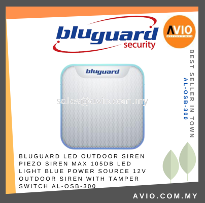 Bluguard LED Outdoor Siren Piezo Siren Max 105dB LED Light Blue Power 12V DC Outdoor Siren with Tamper Switch AL-OSB-300