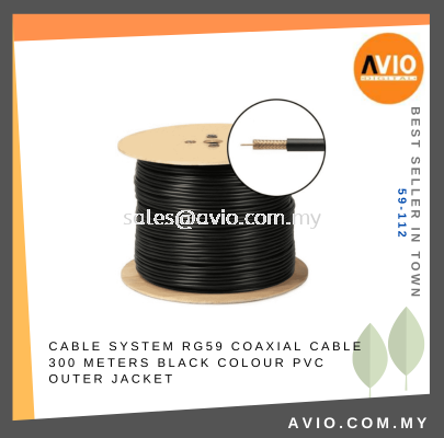 Cable System RG59 Coaxial Cable 300 Meters Black Colour Pvc Outer Jacket 59-112