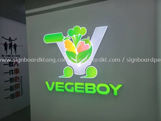 Vegeboy 3D Box Up LED Frontlit Lettering Logo Indoor Signage At Kepong