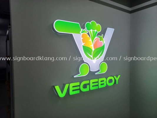 Vegeboy 3D Box Up LED Frontlit Lettering Logo Indoor Signage At Kepong