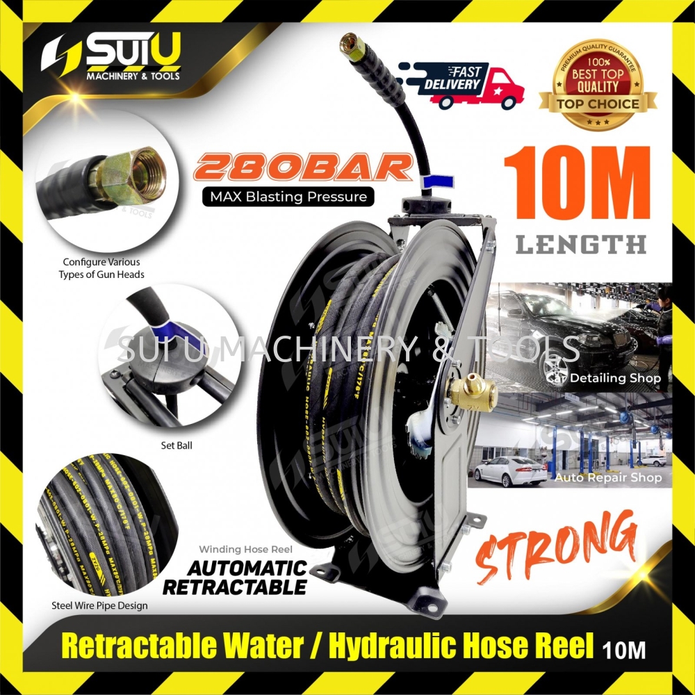 10M Retractable Water / Hydraulic Hose Reel 280Bar Hose Reel