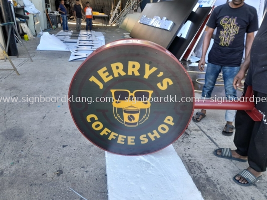 Jerry's Coffee Shop Double Side Round Shape LightBox Signage At Shah Alam