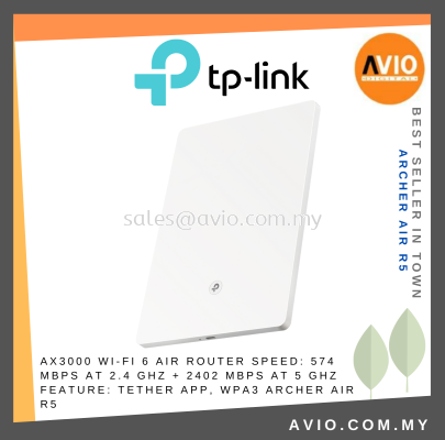 TP-LINK Tplink Air R5 AX3000 2976Mbps Wifi Wi-Fi 6 Gigabit Router Dual Band Smart Antennas 2.4GHz + 5GHzArcher Air R5