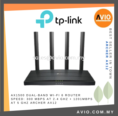 TP-LINK Tplink AX1500 Dual Band Wifi Wi-Fi 6 Router Speed 1501Mbps 4x Antenna 3x Gigabit RJ45 LAN Port Archer AX12