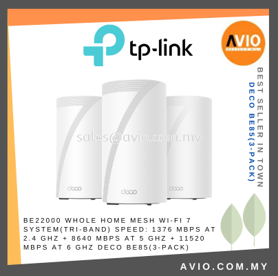 TP-LINK Tplink BE22000 Tri Band Whole Home Mesh Wi-Fi 7 System Speed 21536Mbps Over 200 Device Deco BE85(3-pack)
