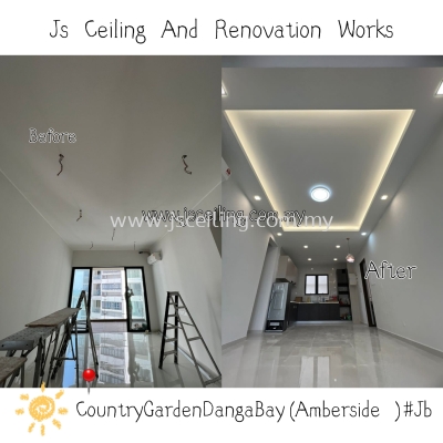 Cornices Ceiling Design #CountryGardenDangaBay #Amberside  #Jb. #Living Hall Lightholder design #included Wiring #Led eyeball #Inner Light Led strip #Free On-site Quotations. #Free on-site Measurement 