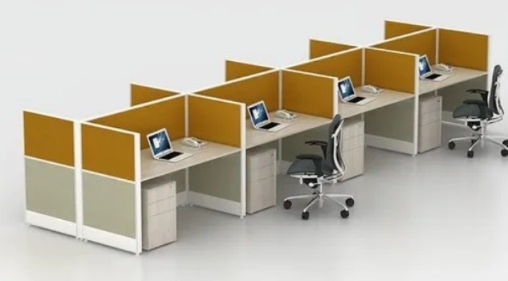 8 gang office workstation cubicle with wire trunking