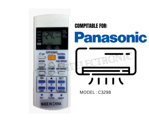 C3298 REPLACEMENT AIRCOND REMOTE CONTROL SUITABLE FOR PANASONIC AIR-CONTIONER AIRCOND REMOTE CONTROL