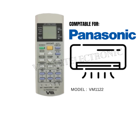 VM1122 SUITABLE FOR PANASONIC AIR-CODITIONER AIRCOND REMOTE CONTROL