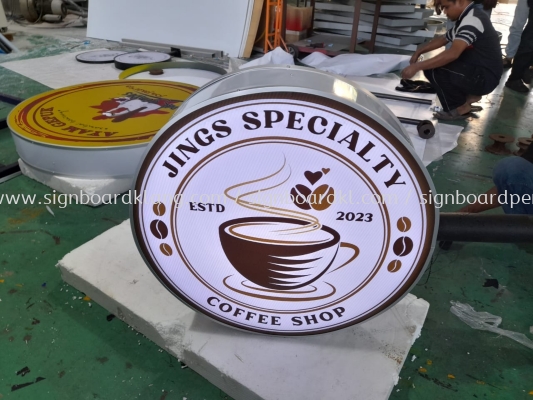 Jings Specialty Round Shape Double Lightbox Signage At Subang Jaya 