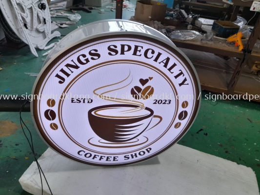 Jings Specialty Round Shape Double Lightbox Signage At Subang Jaya 