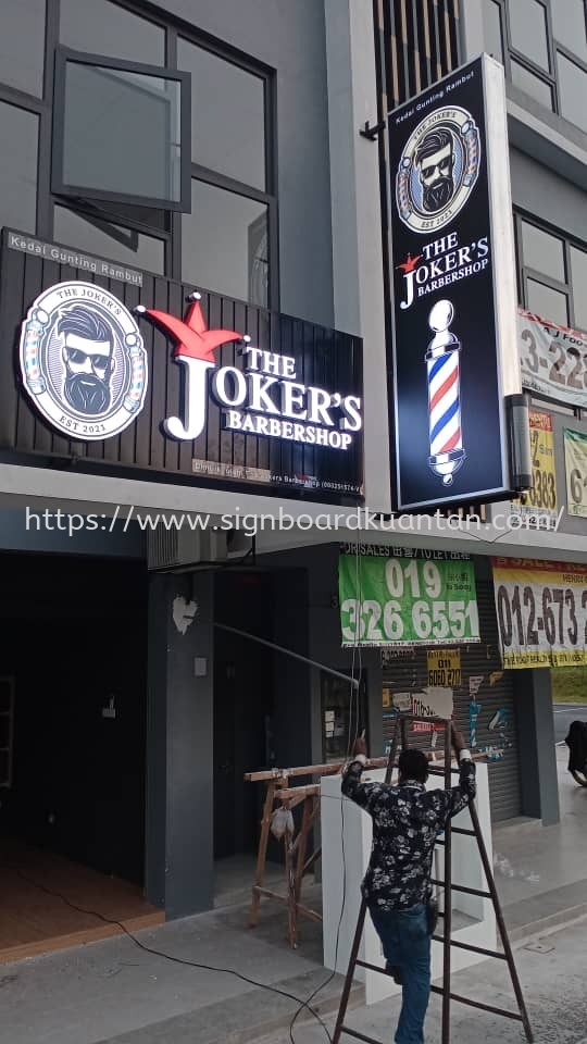 THE JOKER’S BARBERSHOP ALUMINIUM PANEL 3D BOX UP FRONTLIT- BACKLIT LETTERING SIGNAGE AT KUANTAN