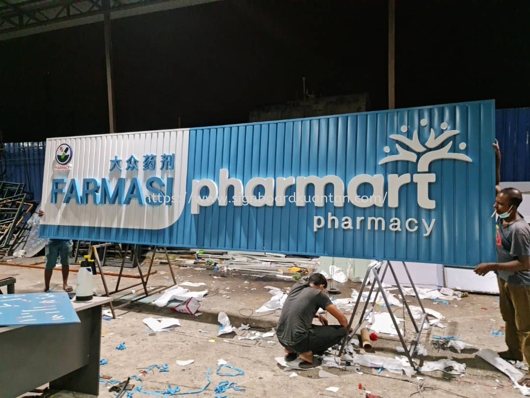 FARMASI PHARMART ALUMINIUM PANEL 3D BOX UP FRONTLIT- BACKLIT LETTERING SIGNAGE AT KUANTAN MALAYSIA