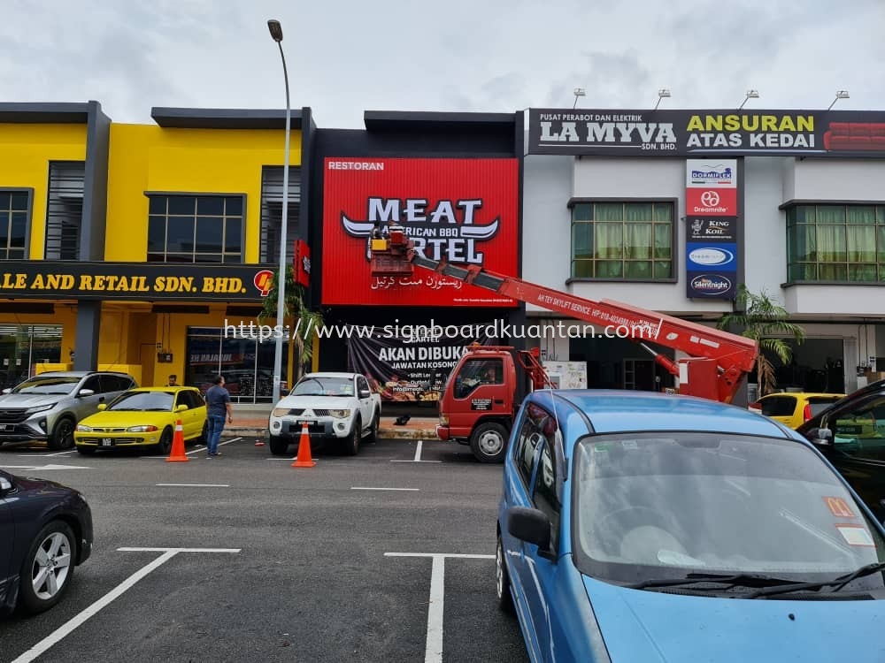 Meat Cartel BBQ BILLBOARD SIGNBOARD WITH 3D LED BOX UP LETTERING AT CHENDOR KUANTAN PAHANG MALAYSIA