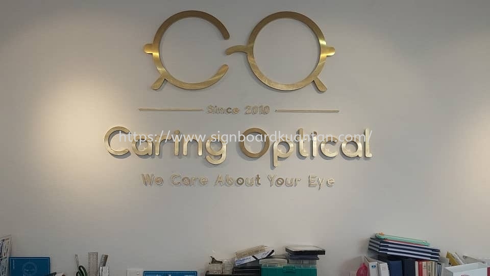 CARING OPTICAL INDOOR 3D BOX UP STAINLESS STEEL LETTERING WITHOUT LED AT RAUB TOWN PAHANG MALAYSIA