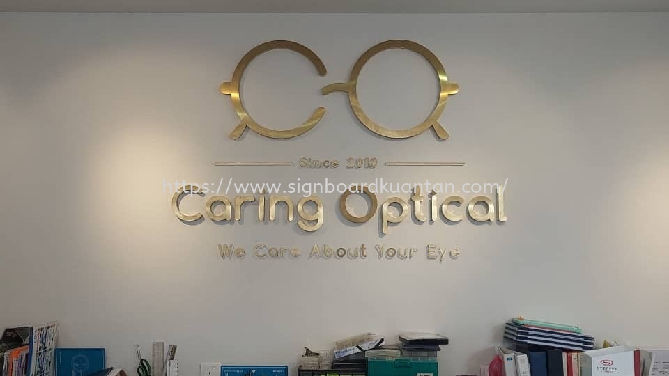 CARING OPTICAL INDOOR 3D BOX UP STAINLESS STEEL LETTERING WITHOUT LED AT RAUB TOWN PAHANG MALAYSIA