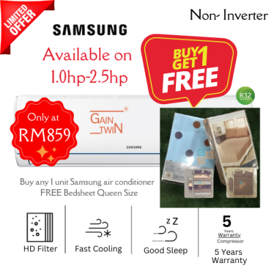 Samsung 1.0hp Wall Mounted R32 Non Inverter Model : AR09TGHQABUNME/AR09TGHQABUXME)