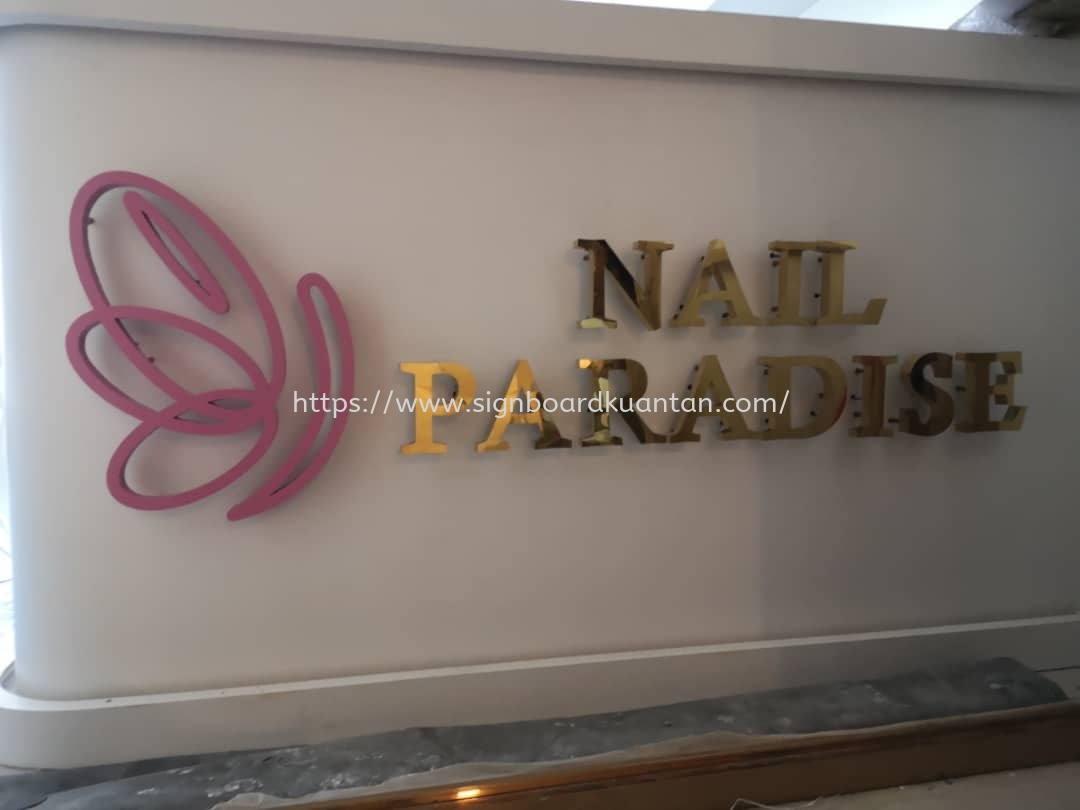 NIAL PARADISE INDOOR 3D LED STAINLESS STEEL BACKLIT LETTERING AT HILIR PERAK MALAYSIA