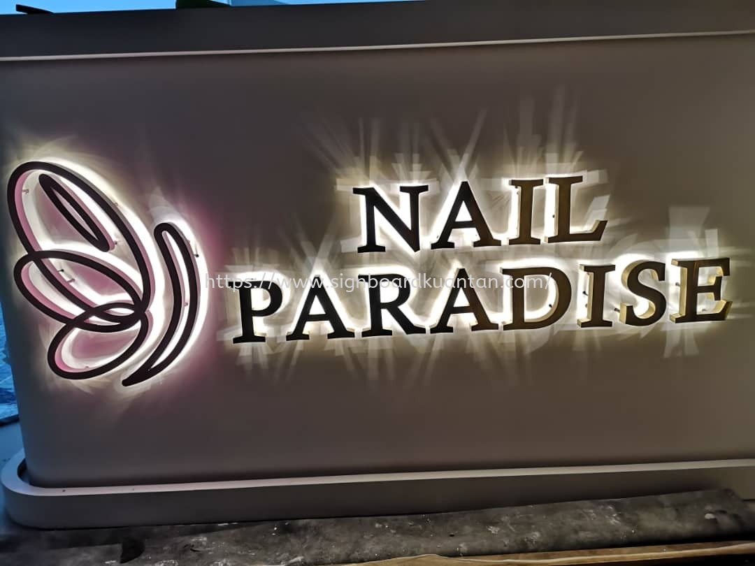 NIAL PARADISE INDOOR 3D LED STAINLESS STEEL BACKLIT LETTERING AT HILIR PERAK MALAYSIA