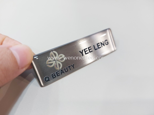 Epoxy Stainless Steel Name Tag with Metal Pin