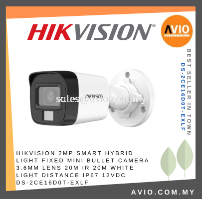 Hikvision 2MP 2 Megapixel IP67 Outdoor Smart 20m White Light Analog Bullet CCTV Camera 3.6mm Lens DS-2CE16D0T-EXLF