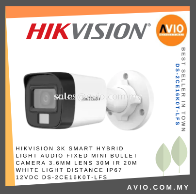 Hikvision 3K 5MP 5 Megapixel IP67 Outdoor Smart 20m White Light Analog Bullet CCTV Camera 3.6mm Lens DS-2CE16K0T-LFS