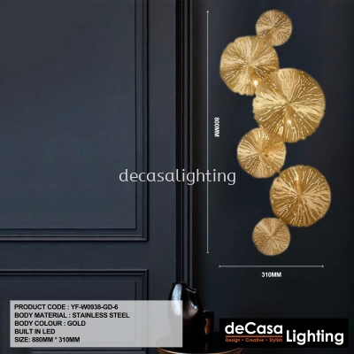 GOLDEN LOTUS LEAF WALL LIGHT (YF-W0938-GD-6)