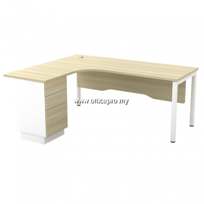 L-Shape Manager Table C/W Matrix U Leg & Pedestal 2D1F | Executive Table｜Office Table Putra Perdana IPSWL/SML-3D 