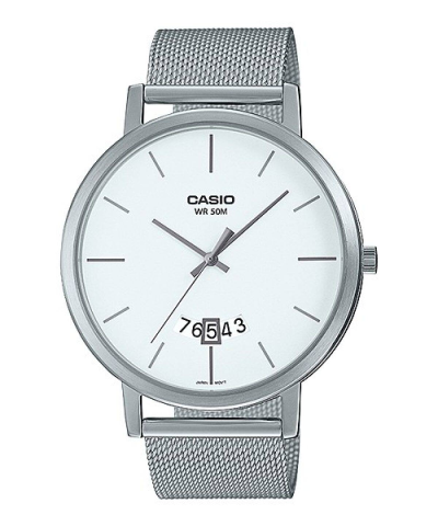 Casio MTP-B100M-7E Quartz Analog Silver Stainless Steel Mesh Band Men Watch