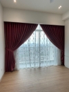 Singapore Pleat or Fixed Pleat Double Layer (Linen Fabric w/ Sheer) Semi Blackout Curtain