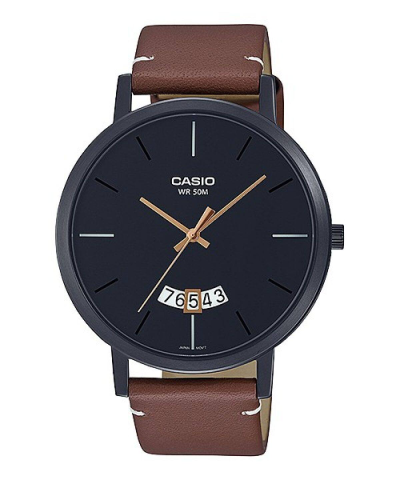 Casio MTP-B100BL-1E Genuine Leather Band Quartz Analog Men Watch