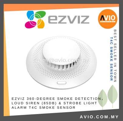 Ezviz Smoke Detector Battery 360Degree Loud Siren 85dB Strobe Light Alarm Dual Photoelectric Ezviz Apps T4C Smoke Sensor