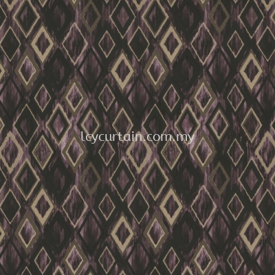 Decorum Standing 03 Eggplant Graphical Velvet Curtain Upholstery