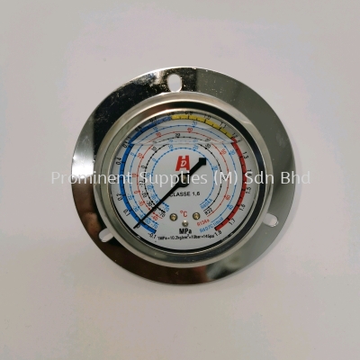 2 1/2 Dial Refrigerated or Chiller Low Side Pressure Gauge | Back Connection with Panel Mount | Reading - 0.1 to 1.8MPa | Stainless Steel Body Casing | Brass Connector | Oil Filled Anti Vibration 